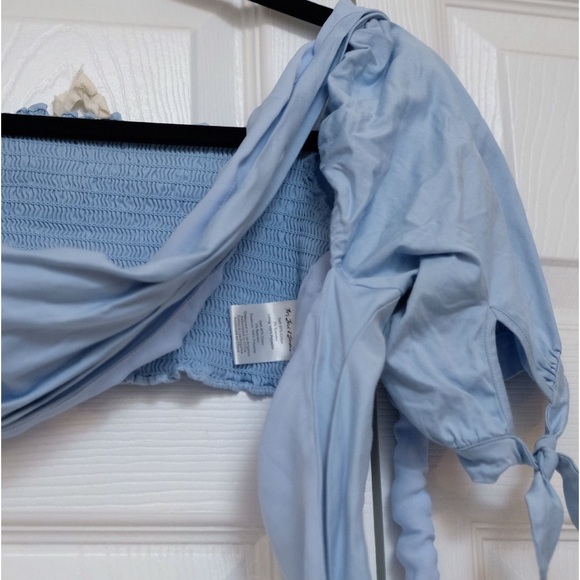 For Love and Lemons Light Blue Wrap Crop Top - Picture 11 of 11